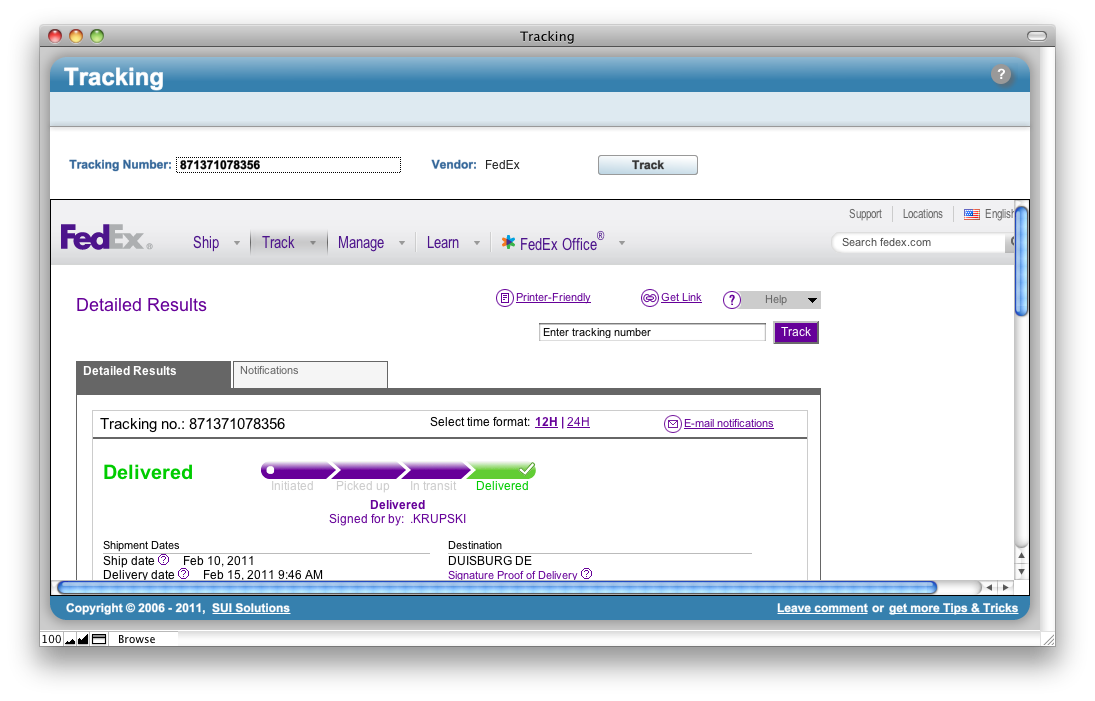 federal express tracking package